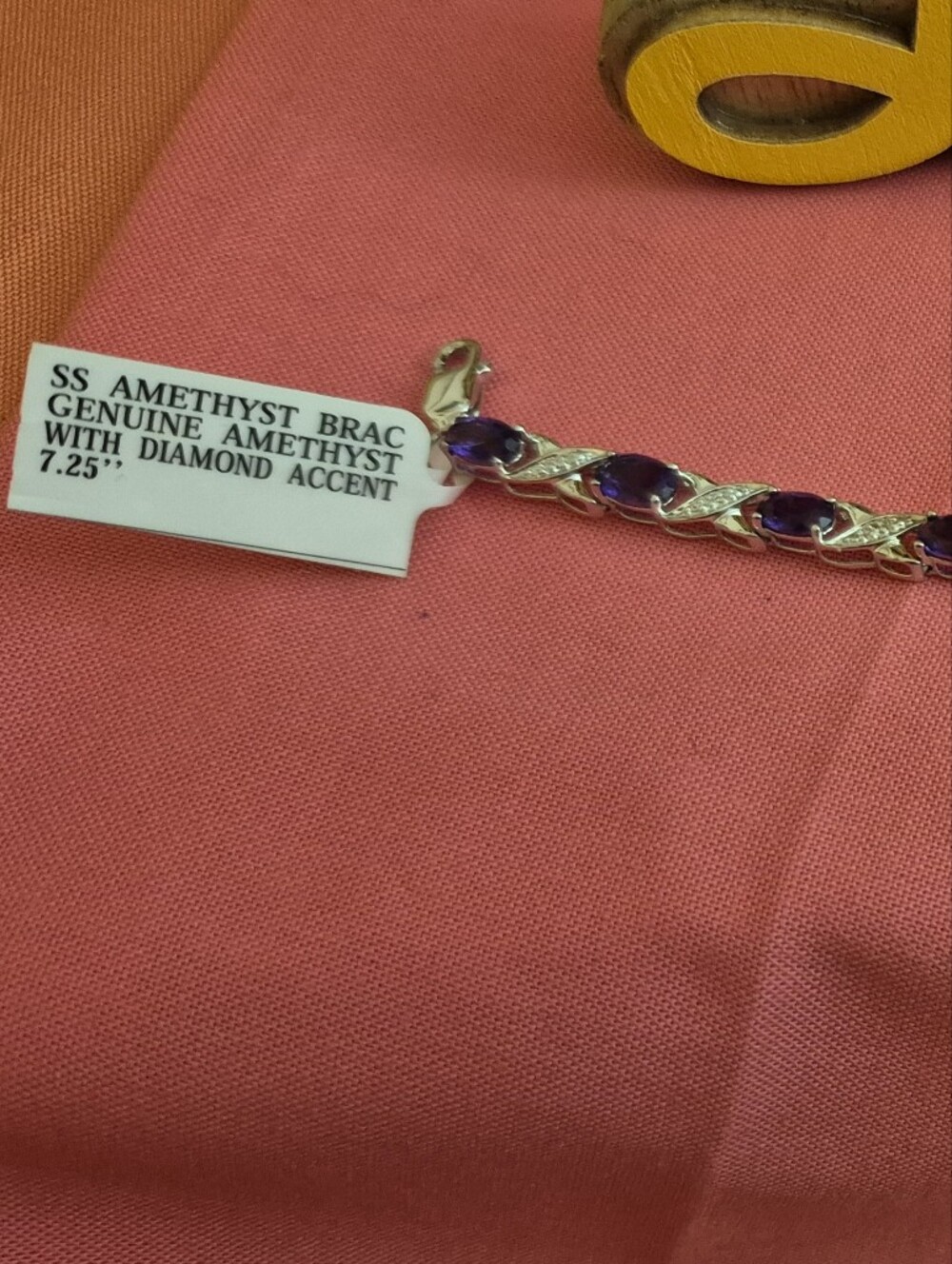 GENUINE...Sterling Silver Amethyst & Diamond Accent Bracelet. NEW WITH TAG!! - Picture 6 of 6